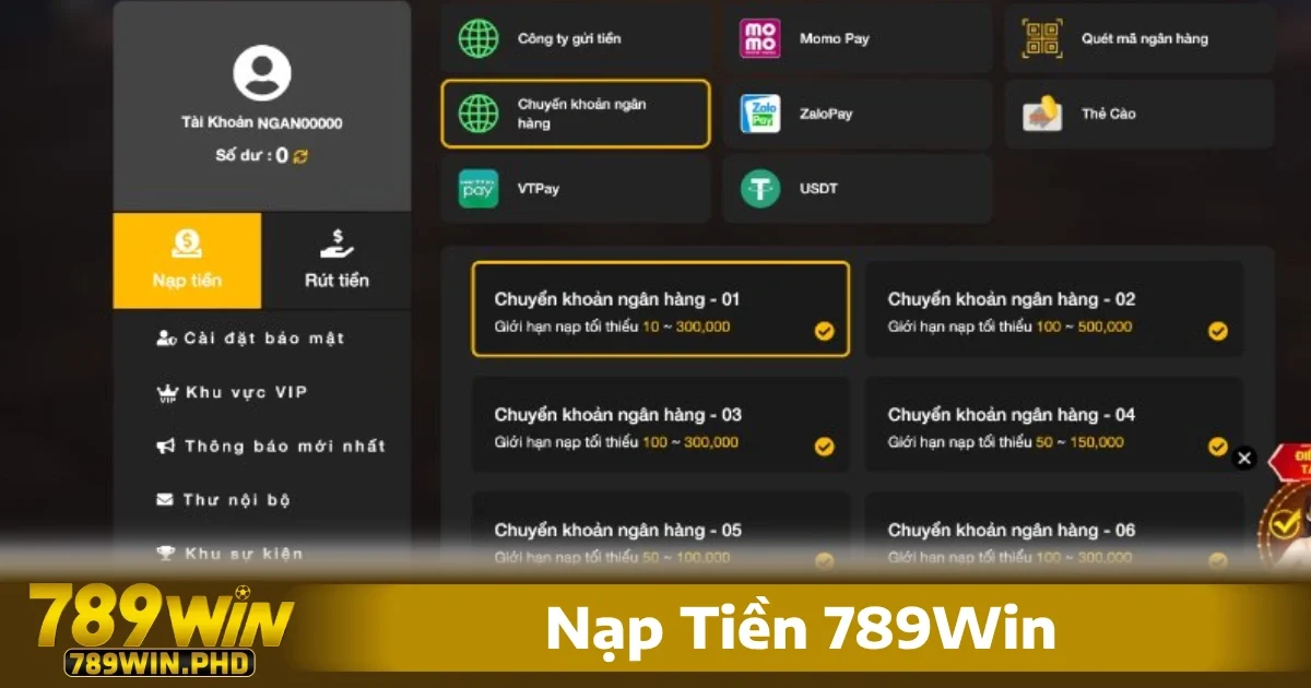 Nạp Tiền 789Win 2 Các bước nạp tiền 789Win chi tiết cho người mới