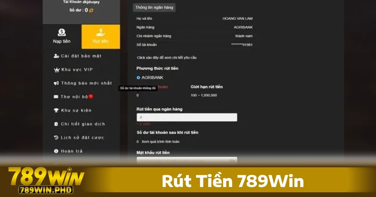 hướng dẫn cụ thể từng bước để thực hiện rút tiền 789win, giúp người chơi dễ dàng thao tác.